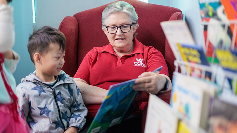 grandmother teach their grandson